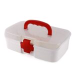 Portable First Aid Box with Transparent Lid & Detachable Tray ?3 Compartments for Organized Storage