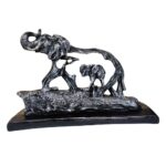 Resin Elephant with Baby Figurine for Home Decor | Feng Shui & Vastu Showpiece | Decorative Animal Idol | Housewarming & Wedding Gift | 11x4x8 Inch