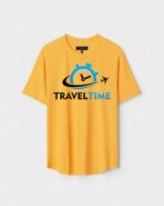 Yellow Unisex Polyster Regular Fit Printed Round Neck T-Shirt
