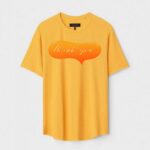 Yellow Unisex DOT KNIT Regular Fit Printed Round Neck T-Shirt