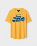 Yellow Unisex DOT KNIT Regular Fit Printed Round Neck T-Shirt