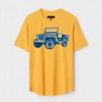 Yellow Unisex DOT KNIT Regular Fit Printed Round Neck T-Shirt