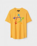 Yellow Unisex DOT KNIT Regular Fit Printed Round Neck T-Shirt