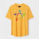 Yellow Unisex DOT KNIT Regular Fit Printed Round Neck T-Shirt