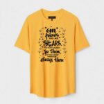 Yellow Unisex DOT KNIT Regular Fit Printed Round Neck T-Shirt