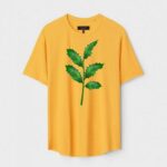 Yellow Unisex DOT KNIT Regular Fit Printed Round Neck T-Shirt