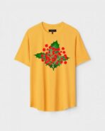 Yellow Unisex DOT KNIT Regular Fit Printed Round Neck T-Shirt