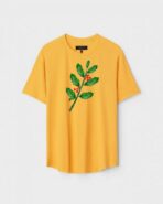 Yellow Unisex DOT KNIT Regular Fit Printed Round Neck T-Shirt