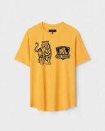 Yellow Unisex DOT KNIT Regular Fit Printed Round Neck T-Shirt