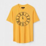 Yellow Unisex DOT KNIT Regular Fit Printed Round Neck T-Shirt