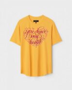 Yellow Unisex DOT KNIT Regular Fit Printed Round Neck T-Shirt