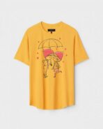 Yellow Unisex Polyster Regular Fit Printed Round Neck T-Shirt