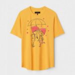 Yellow Unisex DOT KNIT Regular Fit Printed Round Neck T-Shirt