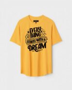 Yellow Unisex Cotton Regular Fit Printed Round Neck T-Shirt