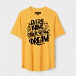 Yellow Unisex Cotton Regular Fit Printed Round Neck T-Shirt