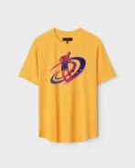 Yellow Unisex DOT KNIT Regular Fit Printed Round Neck T-Shirt