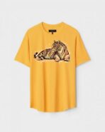 Yellow Unisex DOT KNIT Regular Fit Printed Round Neck T-Shirt