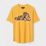 Yellow Unisex DOT KNIT Regular Fit Printed Round Neck T-Shirt