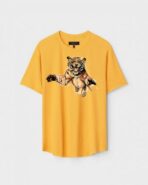 Yellow Unisex DOT KNIT Regular Fit Printed Round Neck T-Shirt