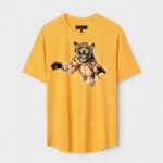 Yellow Unisex DOT KNIT Regular Fit Printed Round Neck T-Shirt
