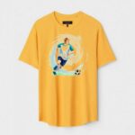 Yellow Unisex DOT KNIT Regular Fit Printed Round Neck T-Shirt