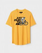 Yellow Unisex DOT KNIT Regular Fit Printed Round Neck T-Shirt