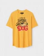 Yellow Unisex Cotton Regular Fit Printed Round Neck T-Shirt