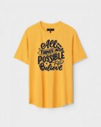 Yellow Unisex Polyster Regular Fit Printed Round Neck T-Shirt