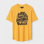 Yellow Unisex Polyster Regular Fit Printed Round Neck T-Shirt