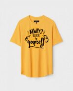 Yellow Unisex Cotton Regular Fit Printed Round Neck T-Shirt