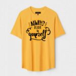 Yellow Unisex Polyster Regular Fit Printed Round Neck T-Shirt
