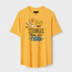 Yellow Unisex Cotton Regular Fit Printed Round Neck T-Shirt
