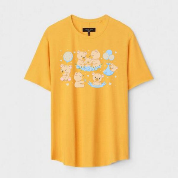 Yellow Unisex Cotton Regular Fit Printed Round Neck T-Shirt