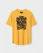 Yellow Unisex DOT KNIT Regular Fit Printed Round Neck T-Shirt