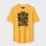 Yellow Unisex DOT KNIT Regular Fit Printed Round Neck T-Shirt