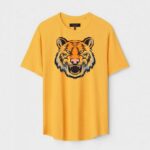 Yellow Unisex DOT KNIT Regular Fit Printed Round Neck T-Shirt