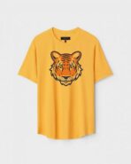 Yellow Unisex DOT KNIT Regular Fit Printed Round Neck T-Shirt