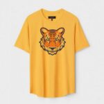 Yellow Unisex DOT KNIT Regular Fit Printed Round Neck T-Shirt