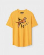 Yellow Unisex DOT KNIT Regular Fit Printed Round Neck T-Shirt