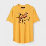 Yellow Unisex DOT KNIT Regular Fit Printed Round Neck T-Shirt