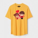 Yellow Unisex DOT KNIT Regular Fit Printed Round Neck T-Shirt