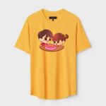 Yellow Unisex DOT KNIT Regular Fit Printed Round Neck T-Shirt