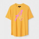 Yellow Unisex DOT KNIT Regular Fit Printed Round Neck T-Shirt