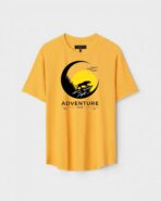 Yellow Unisex DOT KNIT Regular Fit Printed Round Neck T-Shirt