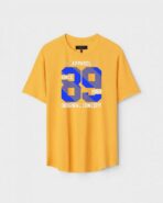 Yellow Unisex DOT KNIT Regular Fit Printed Round Neck T-Shirt