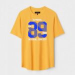 Yellow Unisex DOT KNIT Regular Fit Printed Round Neck T-Shirt