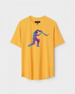 Yellow Unisex DOT KNIT Regular Fit Printed Round Neck T-Shirt