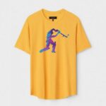 Yellow Unisex DOT KNIT Regular Fit Printed Round Neck T-Shirt