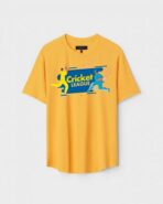 Yellow Unisex DOT KNIT Regular Fit Printed Round Neck T-Shirt
