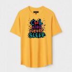 Yellow Unisex Cotton Regular Fit Printed Round Neck T-Shirt